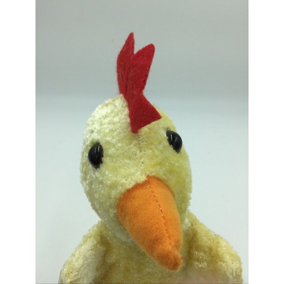 Yellow Chicken Rooster Red Comb  Puppet Fuzzy Toy Plush 5 - Picture 2 of 4